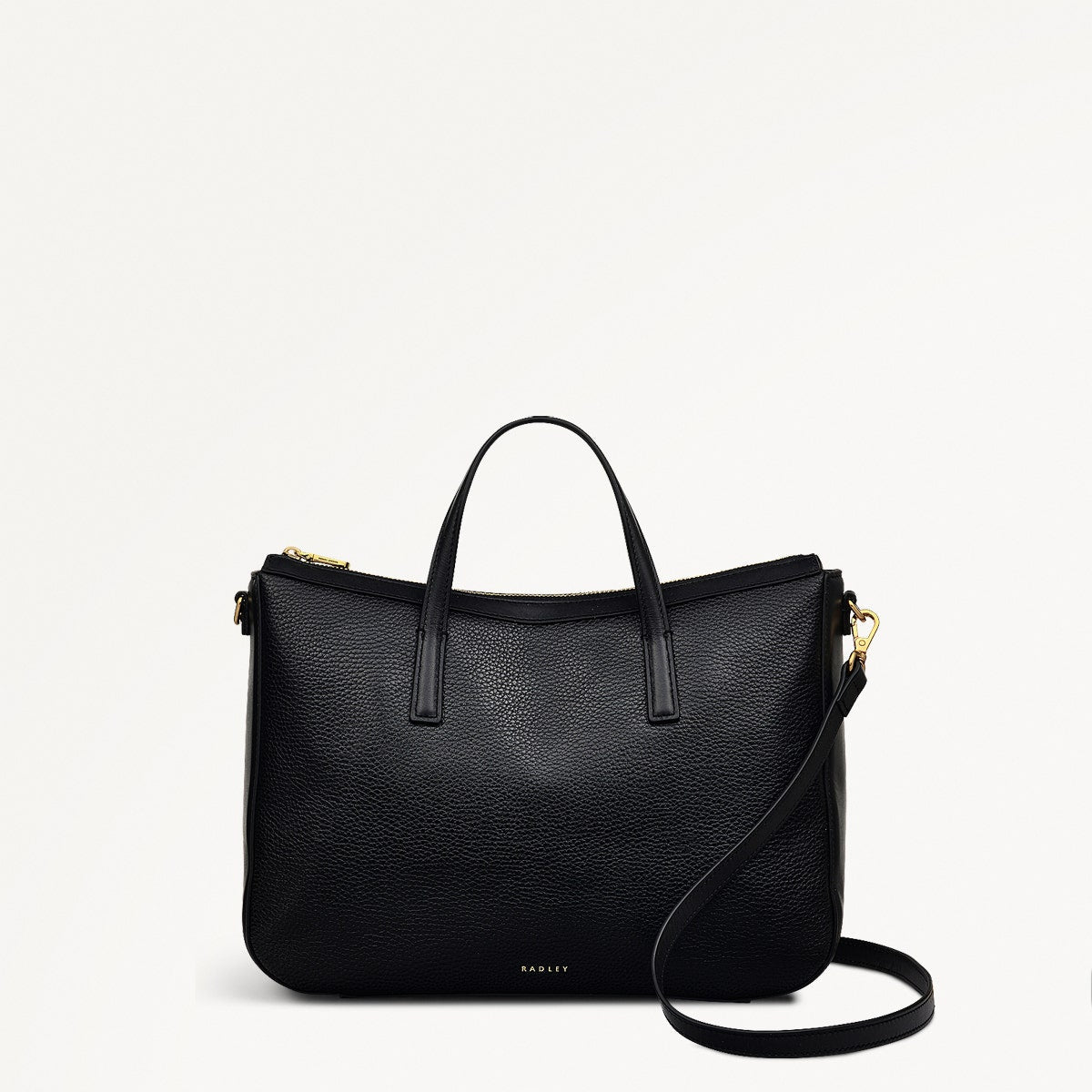 Longford Lane Leather Medium Ziptop Grab Bag in Black - 111243