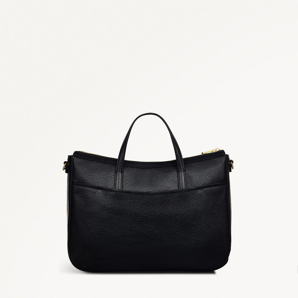 Longford Lane Leather Medium Ziptop Grab Bag in Black - 111243