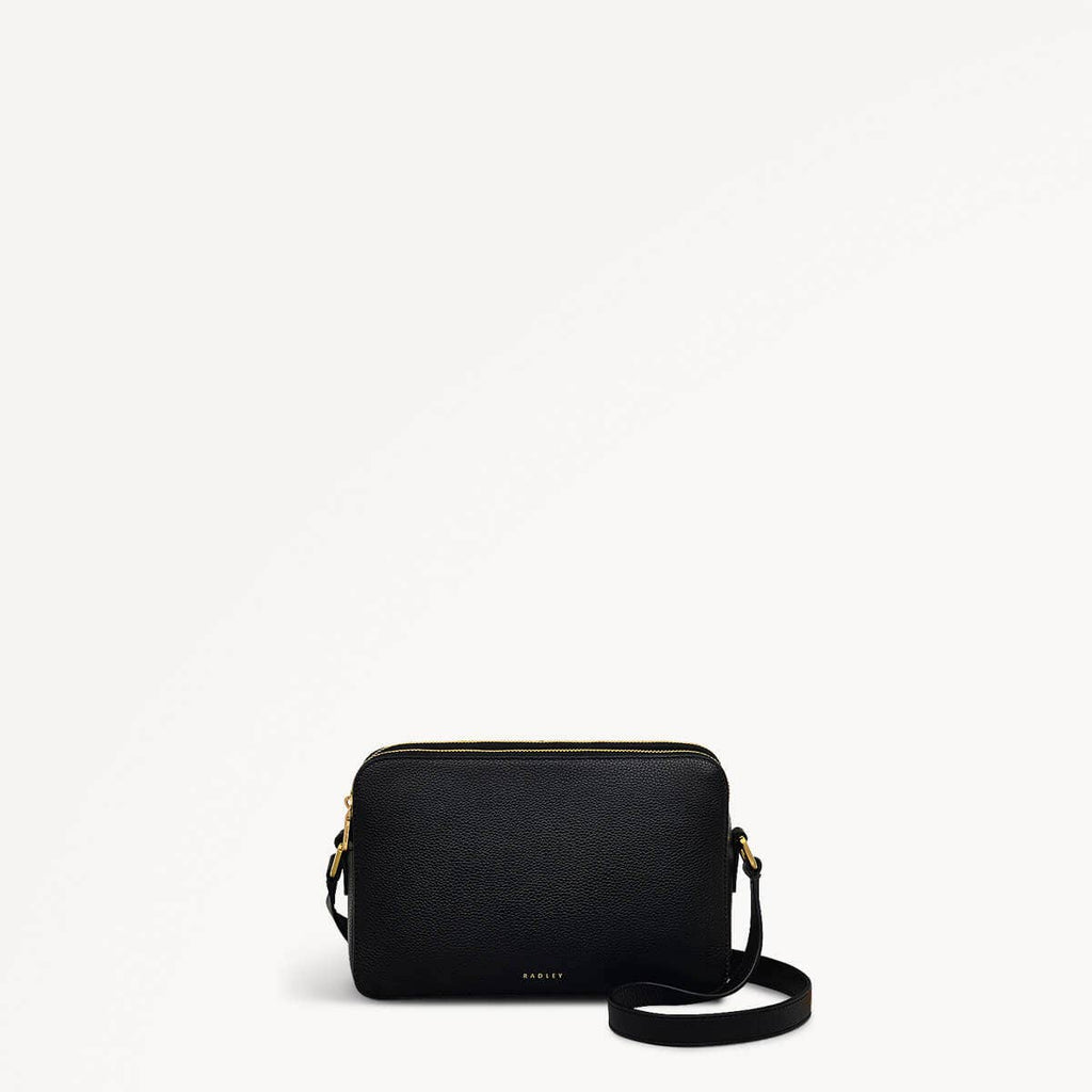 Albany Mews Leather Medium Ziptop Crossbody Bag in Black - 111249