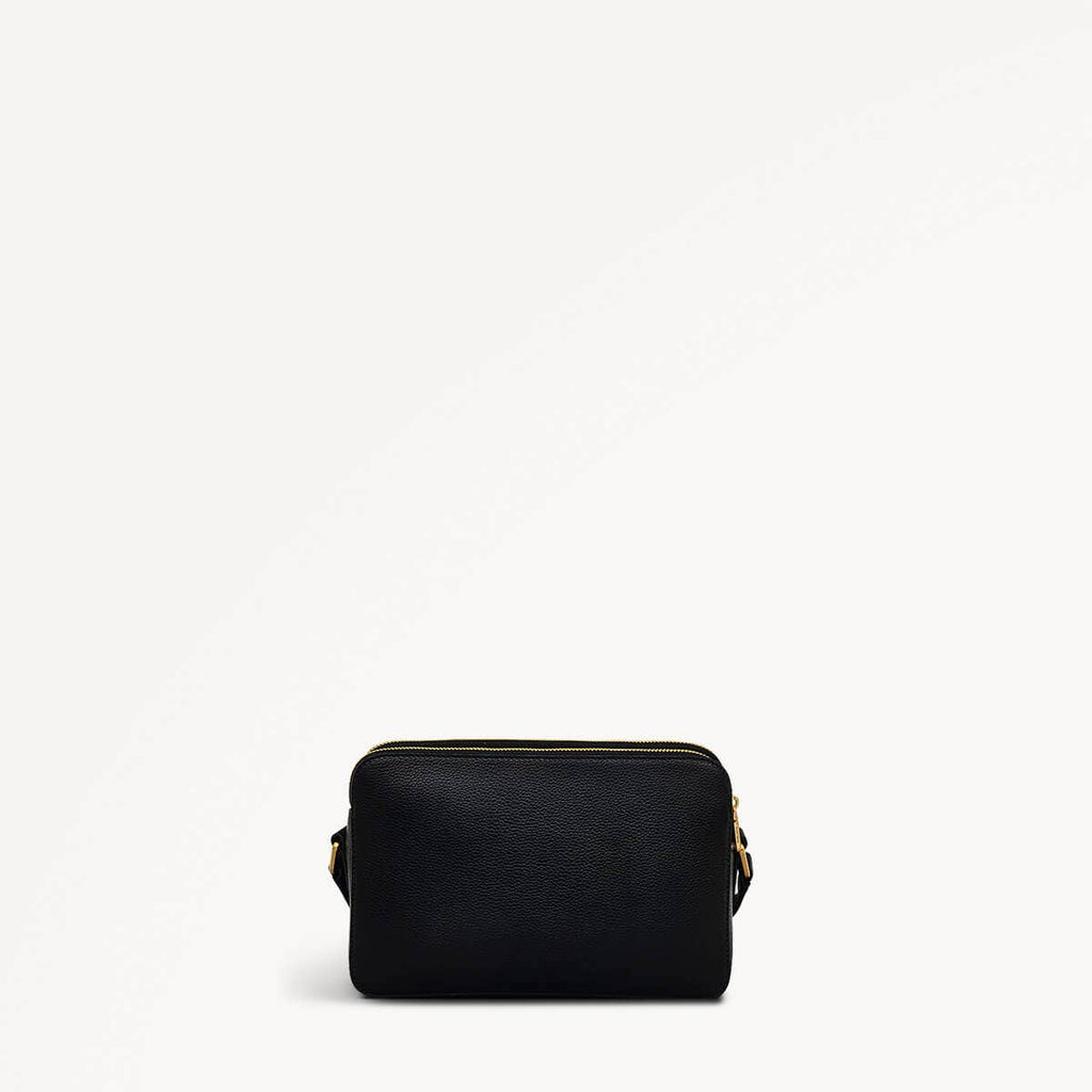 Albany Mews Leather Medium Ziptop Crossbody Bag in Black - 111249