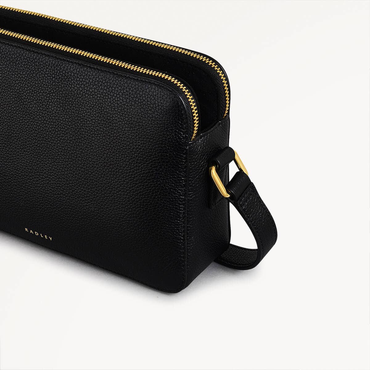 Albany Mews Leather Medium Ziptop Crossbody Bag in Black - 111249