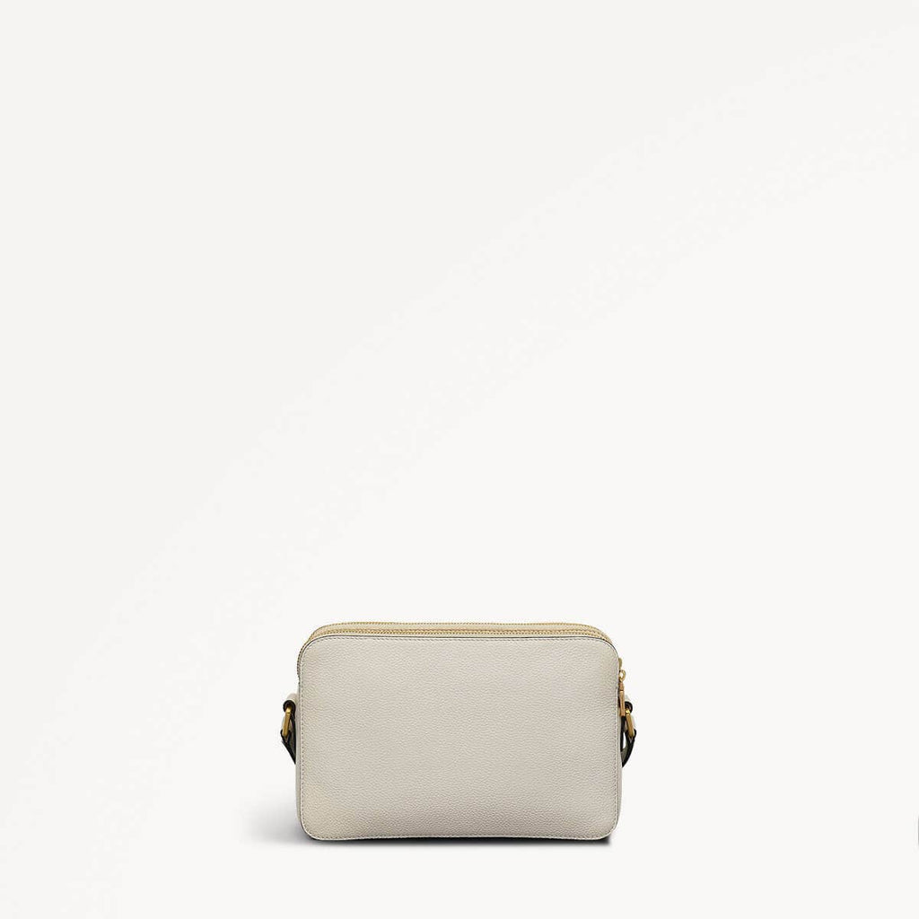 Albany Mews Leather Medium Ziptop Crossbody Bag in Chalk - 111251