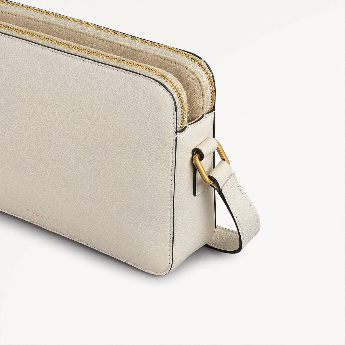 Albany Mews Leather Medium Ziptop Crossbody Bag in Chalk - 111251