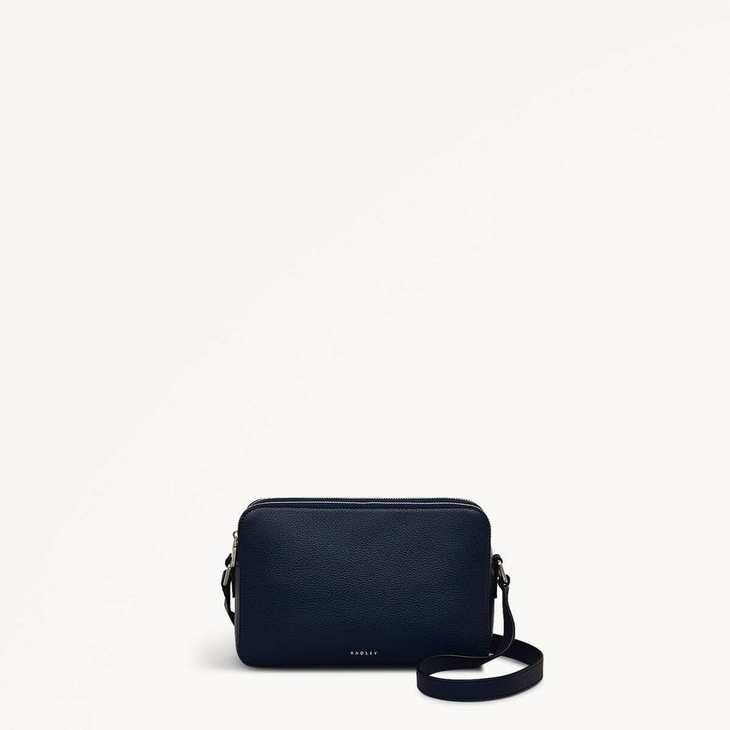 Albany Mews Leather Medium Ziptop Crossbody Bag in Ink - 111253