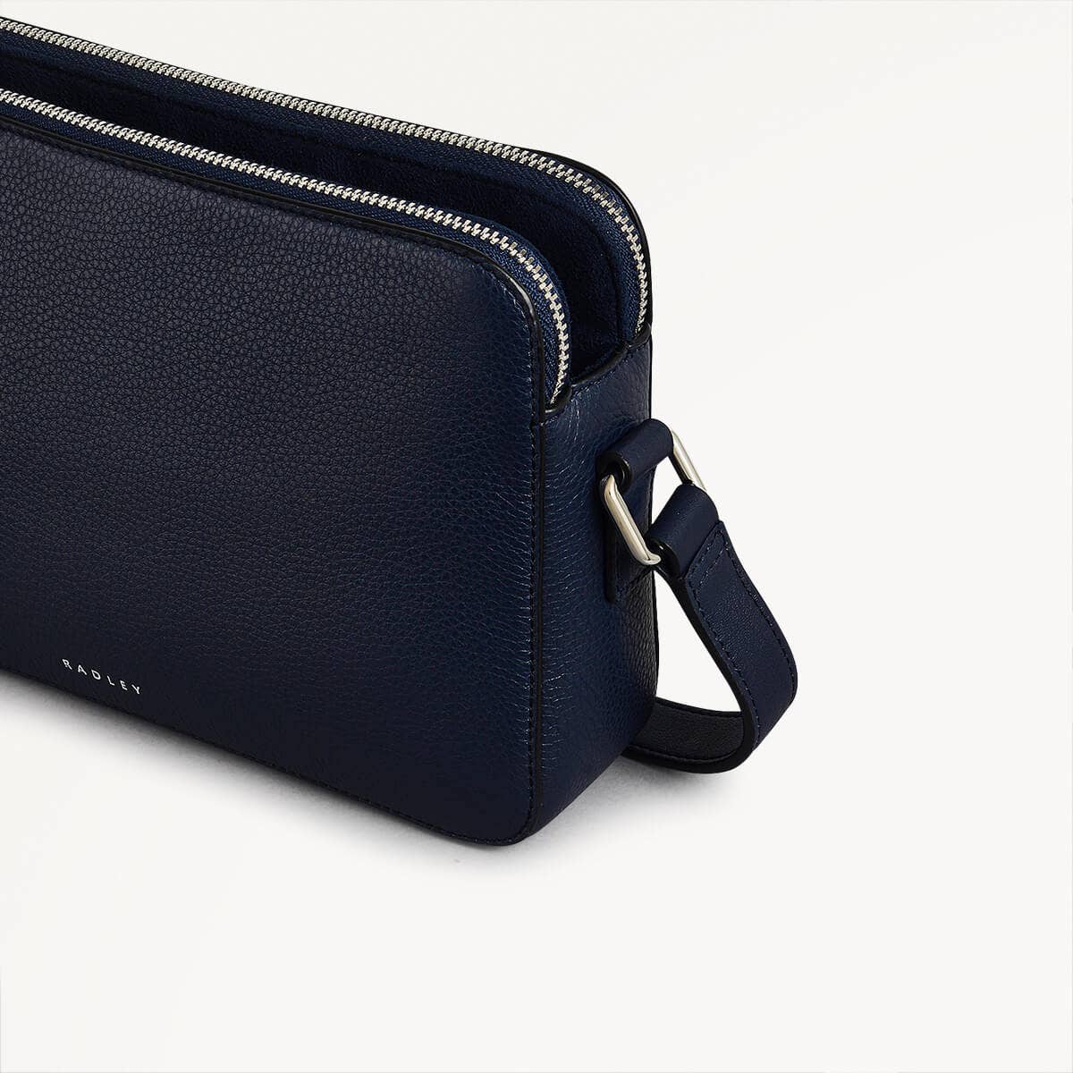 Albany Mews Leather Medium Ziptop Crossbody Bag in Ink - 111253