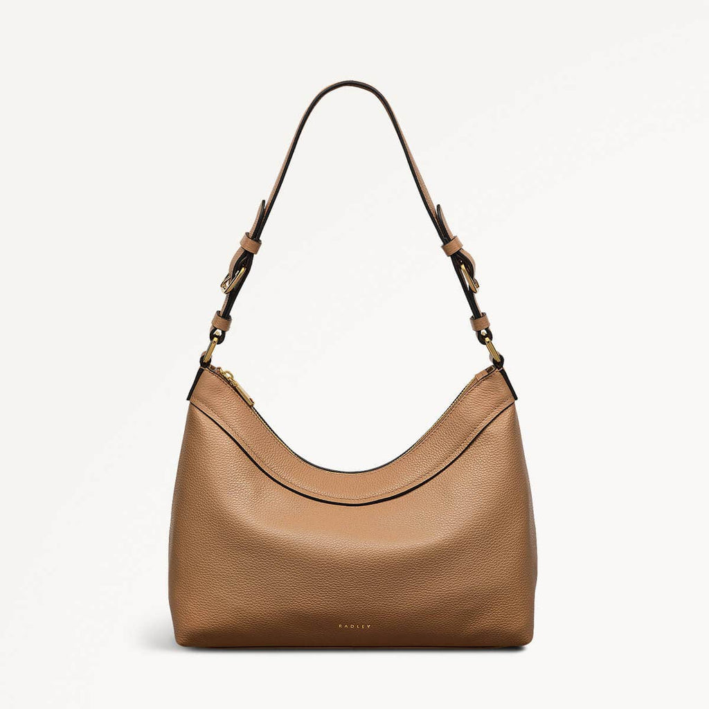 Albany Mews Leather Medium Ziptop Shoulder Bag in Chai - 111255