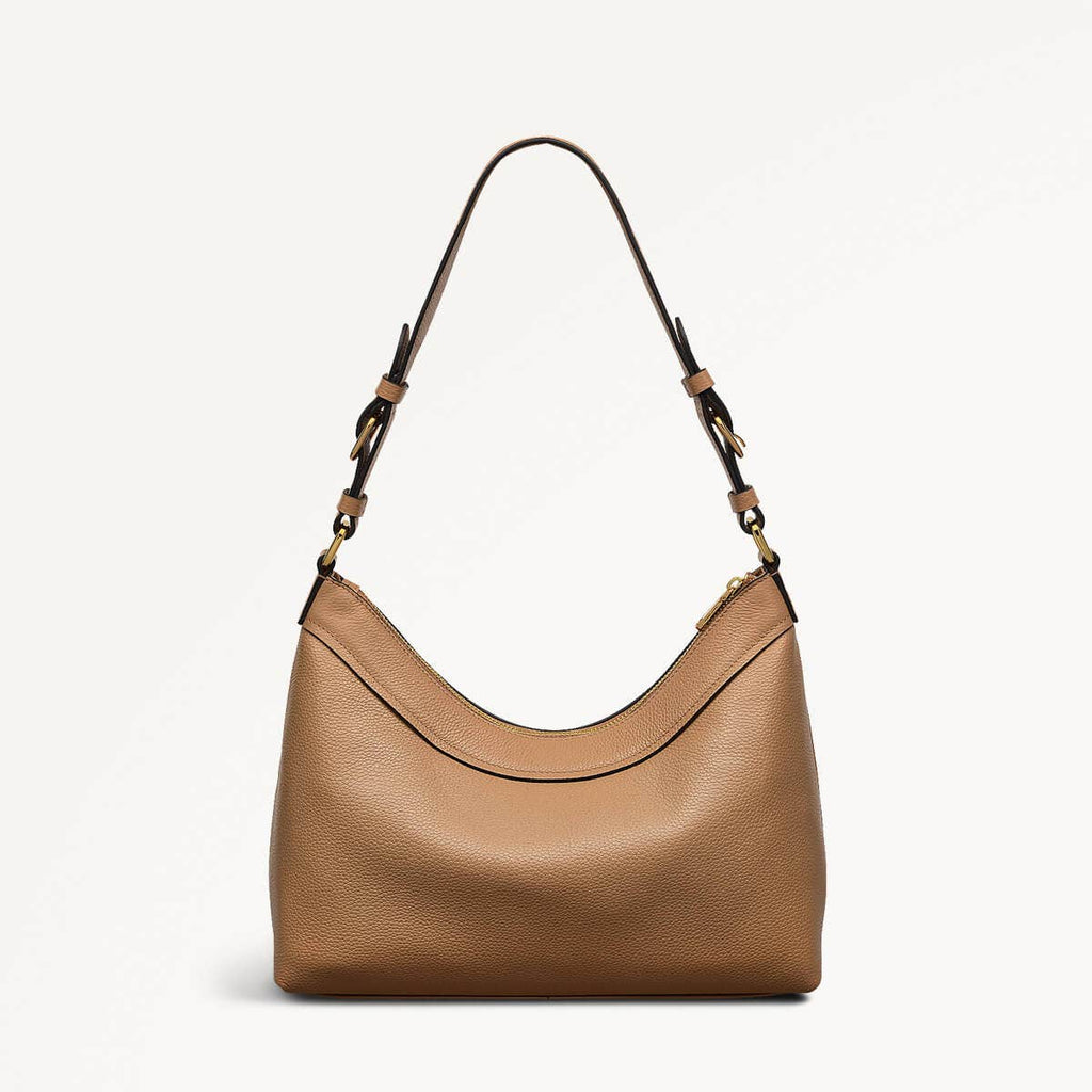 Albany Mews Leather Medium Ziptop Shoulder Bag in Chai - 111255