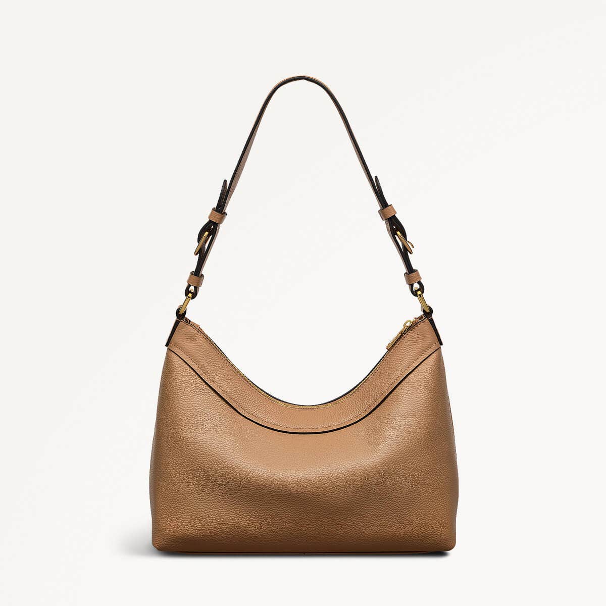 Albany Mews Leather Medium Ziptop Shoulder Bag in Chai - 111255