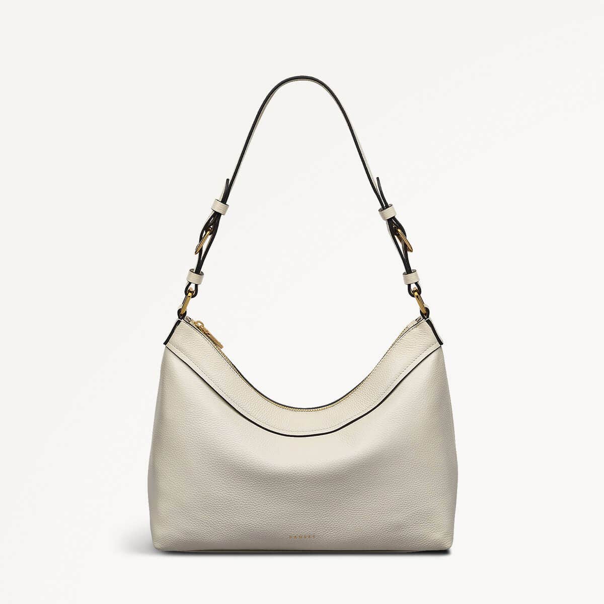 Albany Mews Leather Medium Ziptop Shoulder Bag in Chalk - 111256