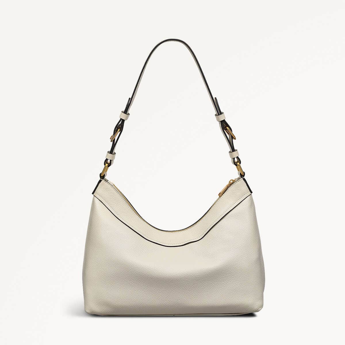 Albany Mews Leather Medium Ziptop Shoulder Bag in Chalk - 111256