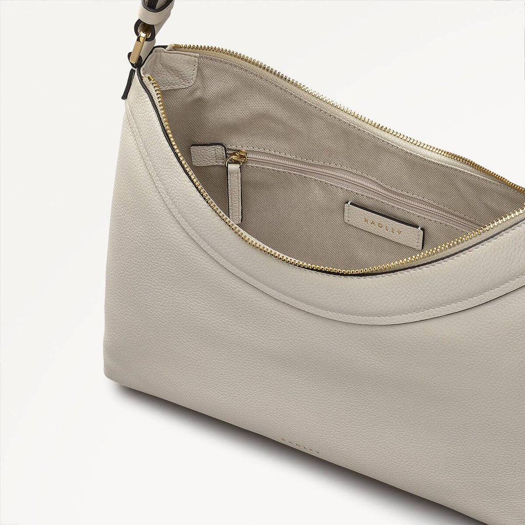 Albany Mews Leather Medium Ziptop Shoulder Bag in Chalk - 111256