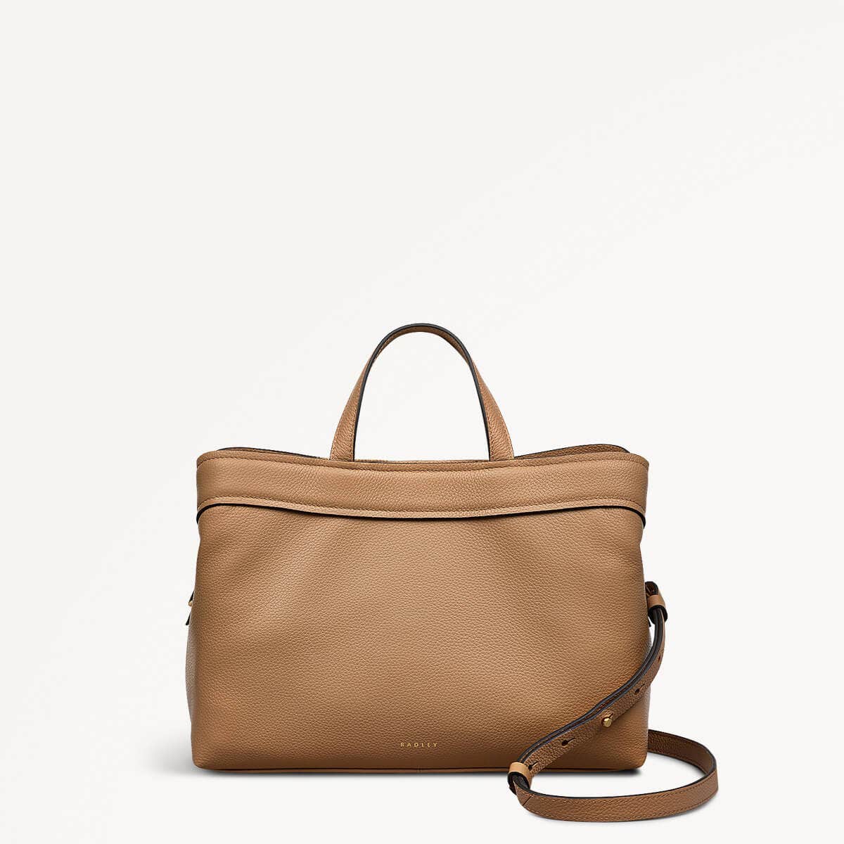 Albany Mews Leather Medium Ziptop Grab Bag in Chai - 111258