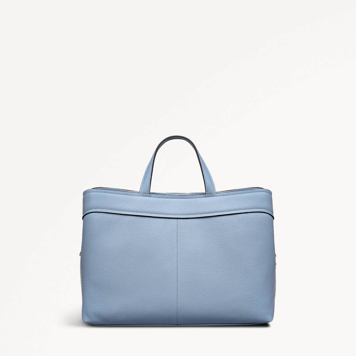Albany Mews Leather Medium Ziptop Grab Bag in Smoke Blue - 111259