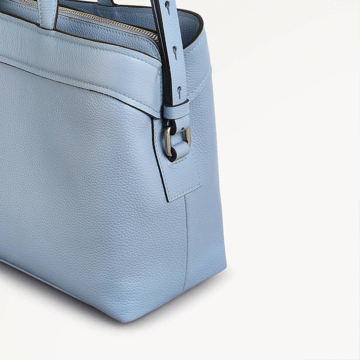 Albany Mews Leather Medium Ziptop Grab Bag in Smoke Blue - 111259
