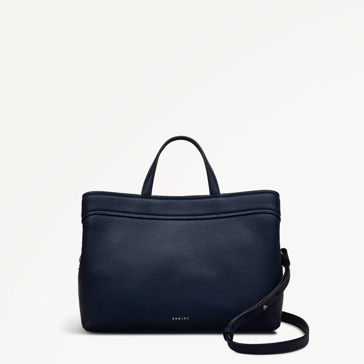 Albany Mews Leather Medium Ziptop Grab Bag in Ink - 111260
