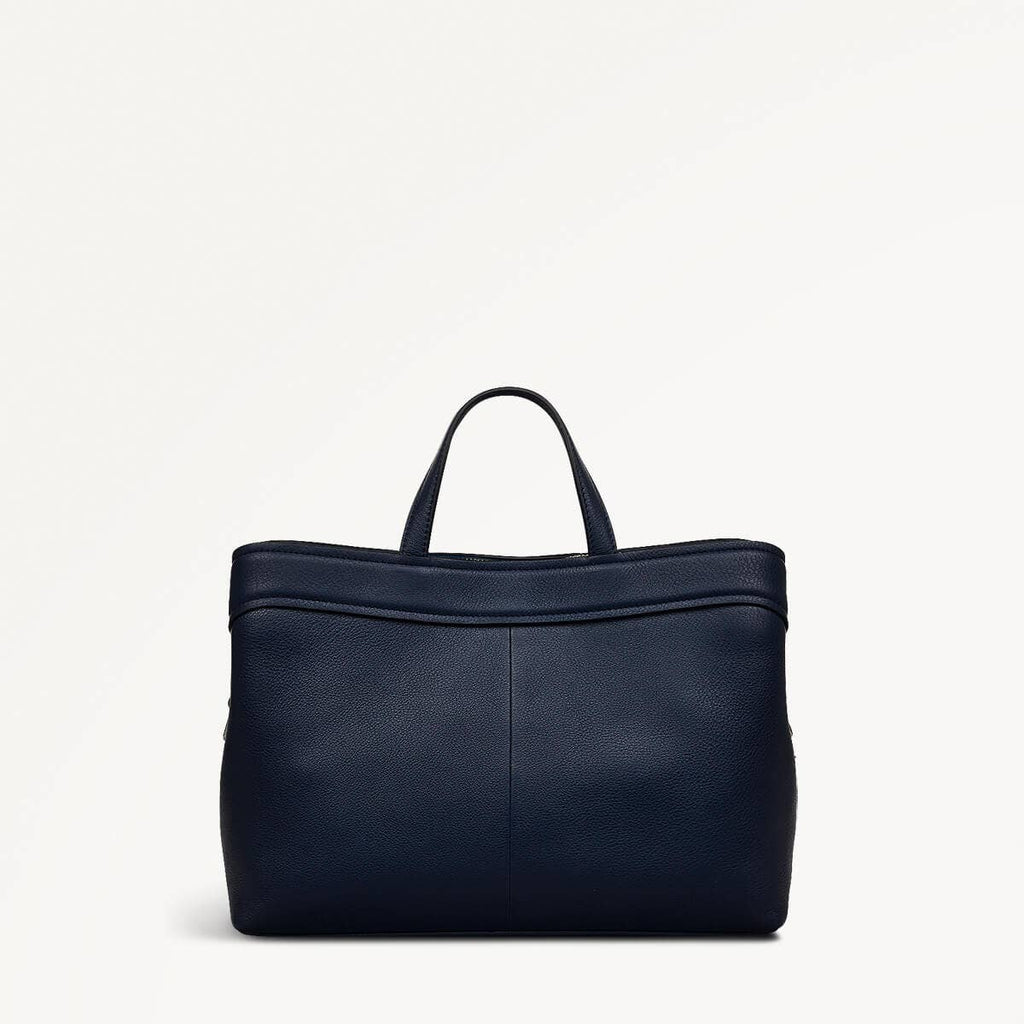 Albany Mews Leather Medium Ziptop Grab Bag in Ink - 111260