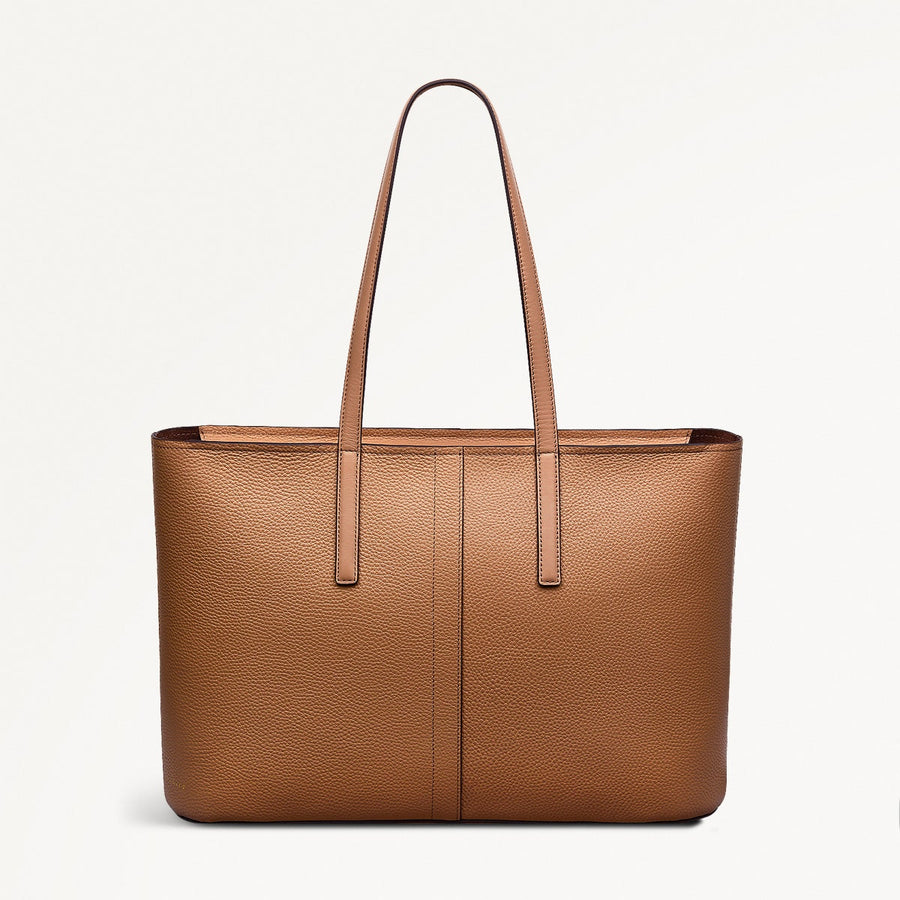 Newton Avenue Leather Large Ziptop Tote Bag in Chai - 111266