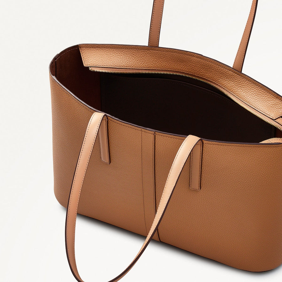 Newton Avenue Leather Large Ziptop Tote Bag in Chai - 111266