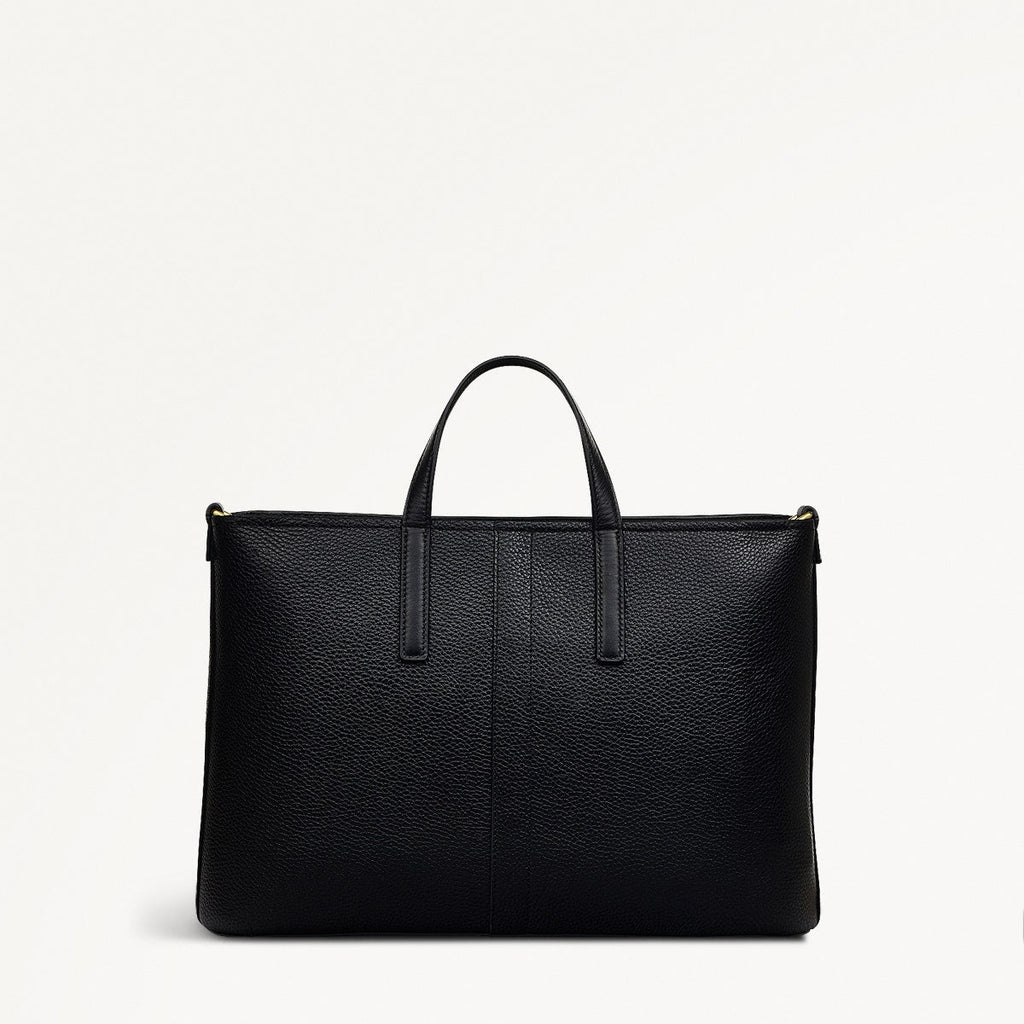 Newton Avenue Leather Medium Ziptop Grab Bag in Black - 111267