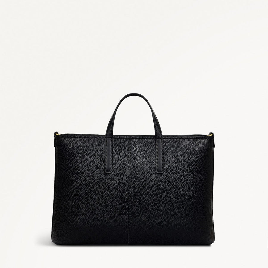 Newton Avenue Leather Medium Ziptop Grab Bag in Black - 111267