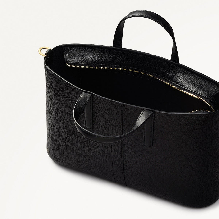 Newton Avenue Leather Medium Ziptop Grab Bag in Black - 111267