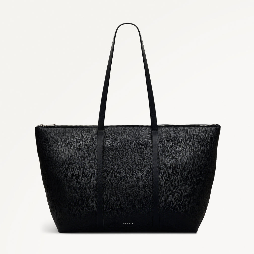 Lynton Close Leather Large Ziptop Tote Bag in Black - 111274