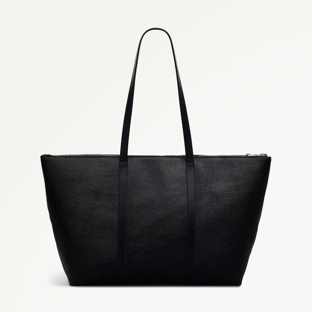 Lynton Close Leather Large Ziptop Tote Bag in Black - 111274