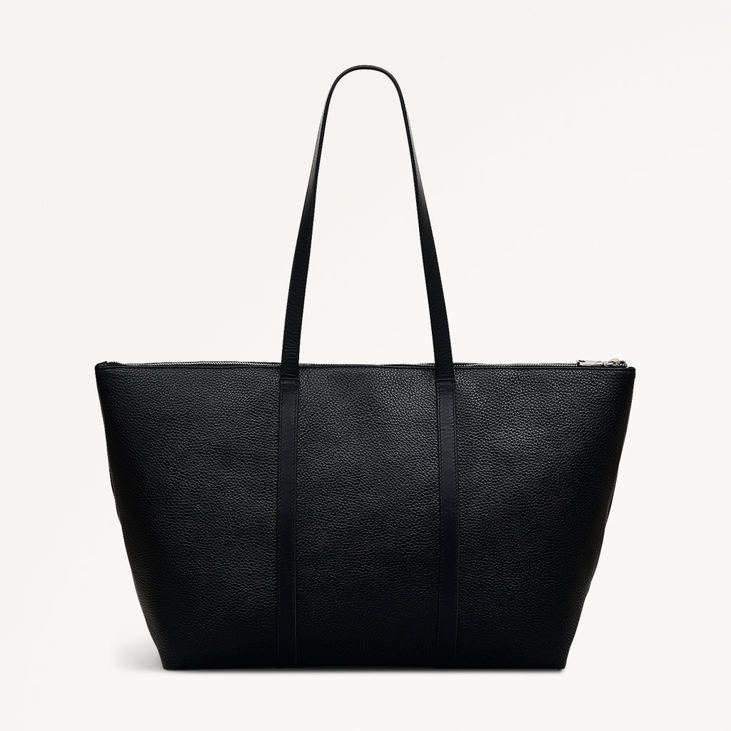 Lynton Close Leather Large Ziptop Tote Bag in Black - 111274