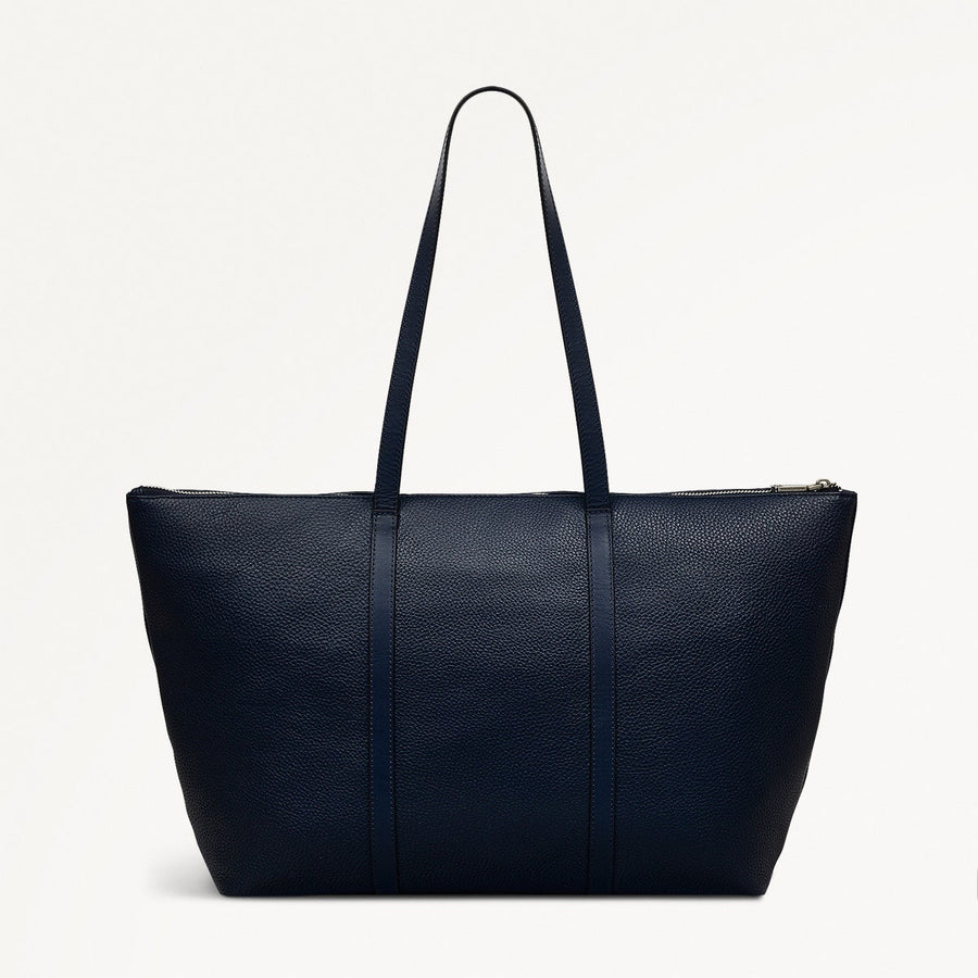 Lynton Close Leather Large Ziptop Tote Bag in Ink - 111275