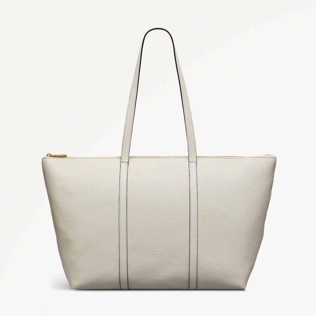 Lynton Close Leather Large Ziptop Tote Bag in Chalk - 111277