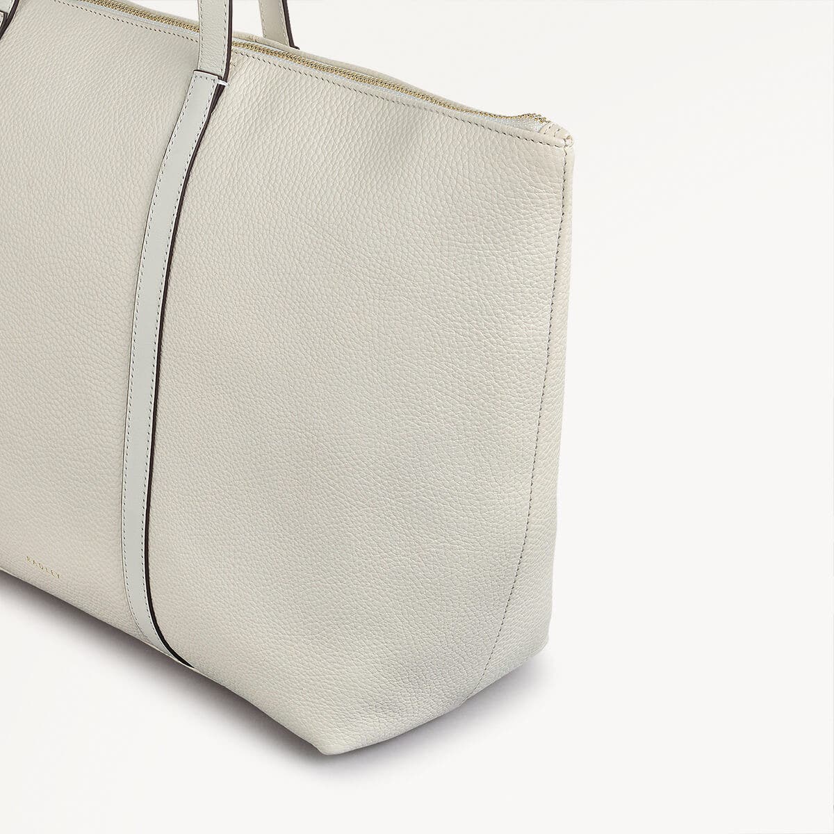 Lynton Close Leather Large Ziptop Tote Bag in Chalk - 111277