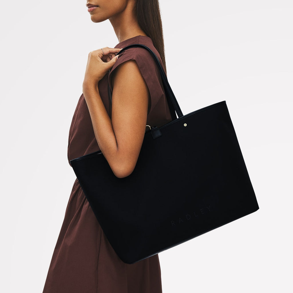 Addison Lane Fabric Large Open Top Tote Bag in Black - 111281