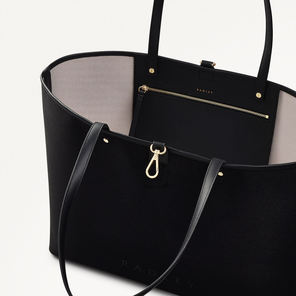 Addison Lane Fabric Large Open Top Tote Bag in Black - 111281