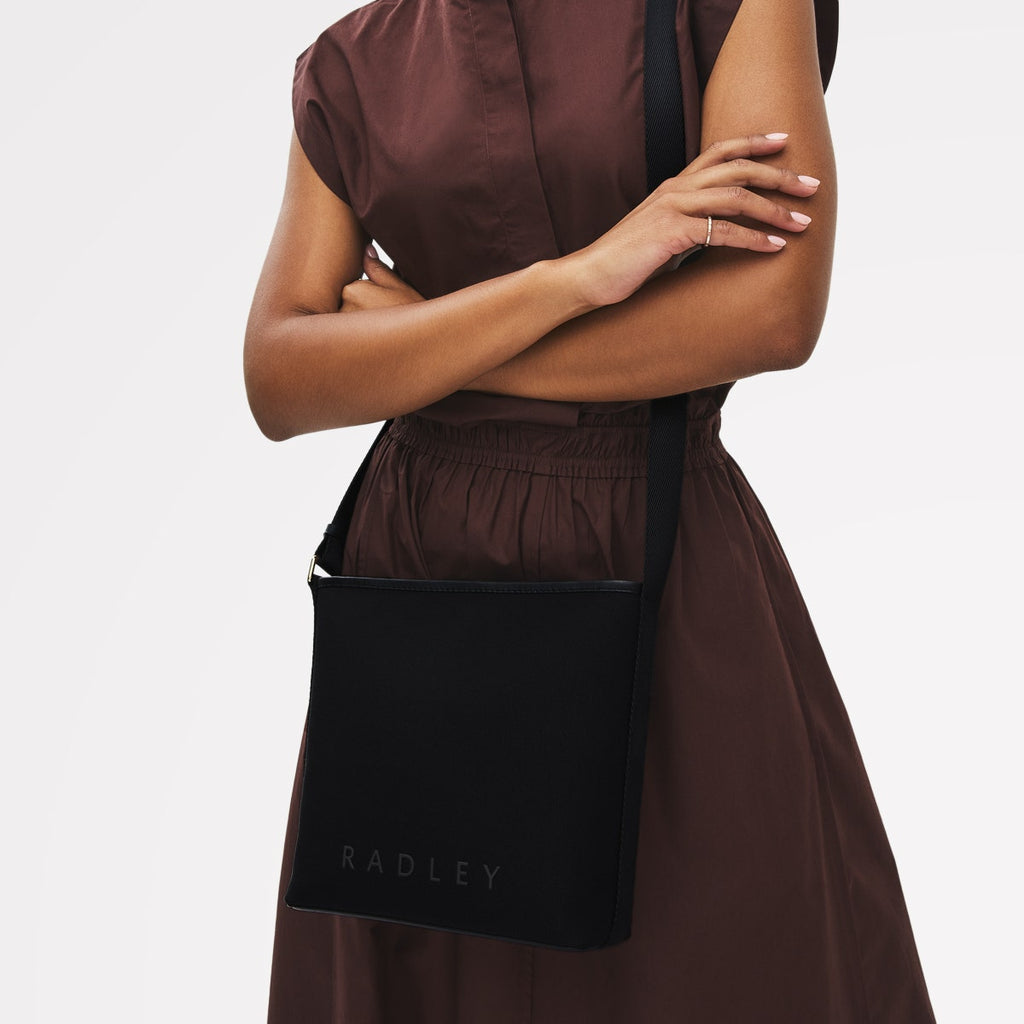 Addison Lane Fabric Medium Ziptop Crossbody Bag in Black - 111282
