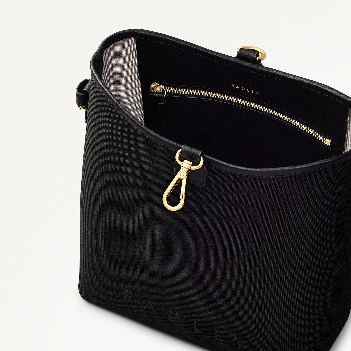 Addison Lane Fabric Small Open Top Shoulder Bag in Black - 111283