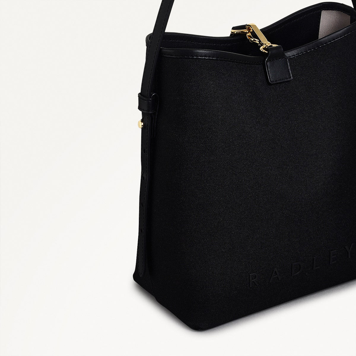 Addison Lane Fabric Small Open Top Shoulder Bag in Black - 111283