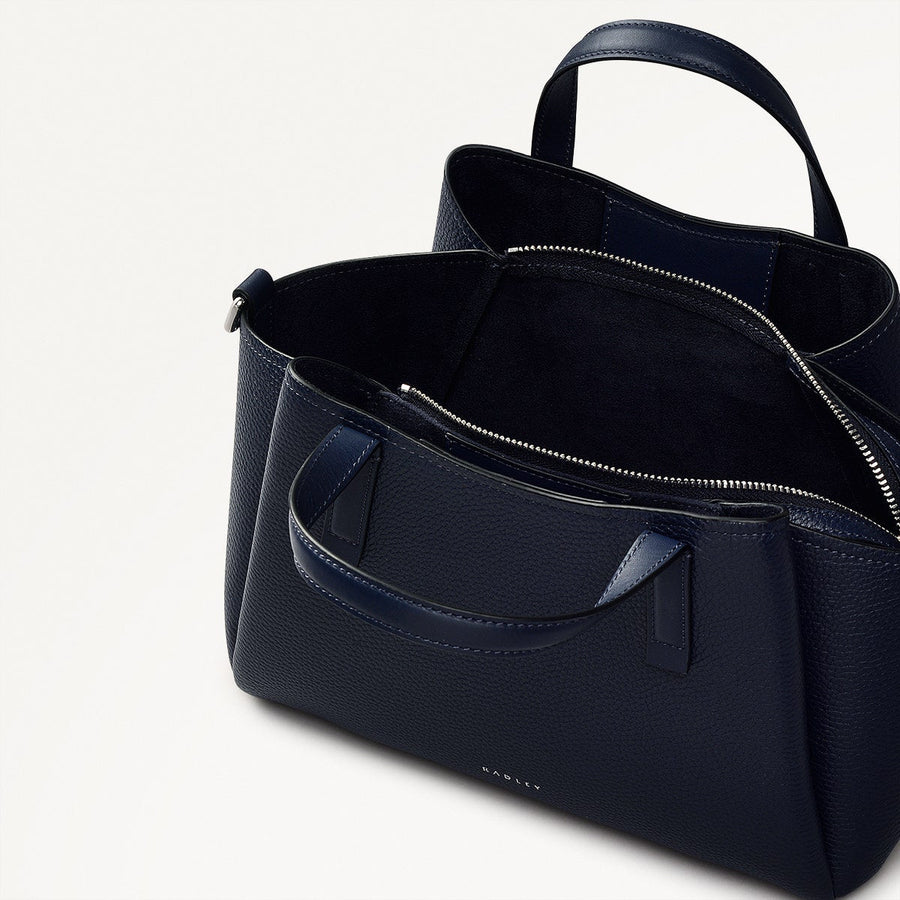 Blake Gardens Leather Small Ziptop Grab Bag in Ink - 111290