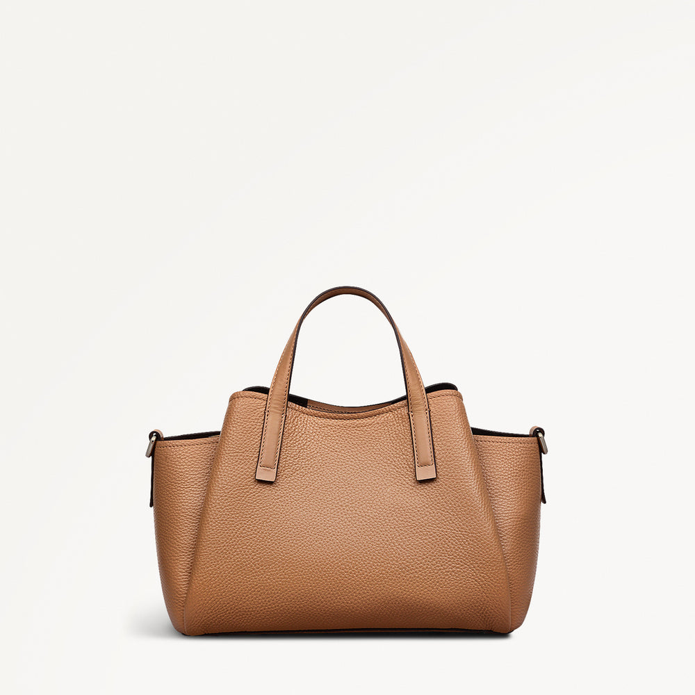 Blake Gardens Leather Small Ziptop Grab Bag in Chai - 111291