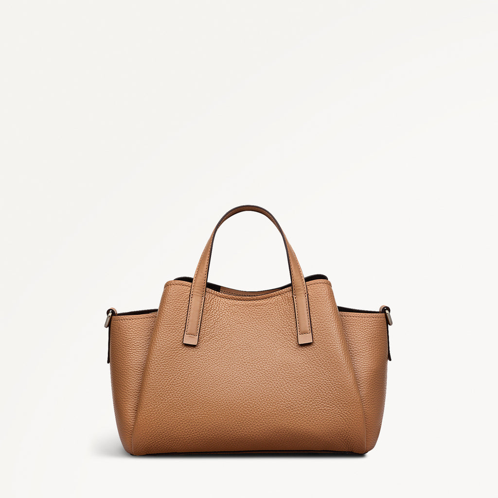 Blake Gardens Leather Small Ziptop Grab Bag in Chai - 111291