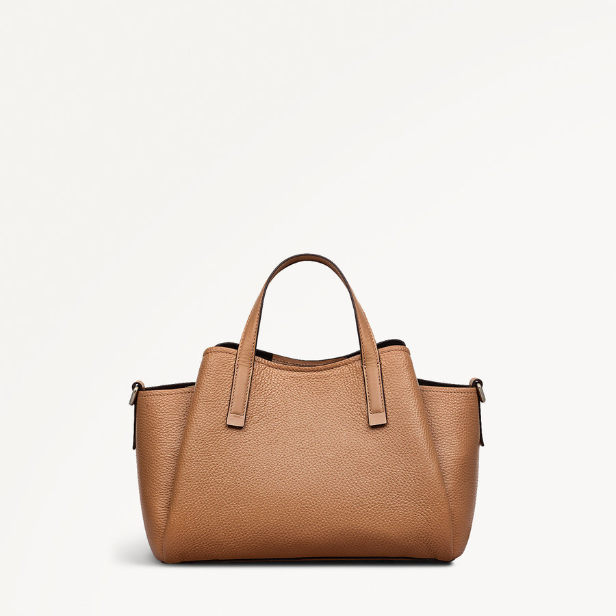 Blake Gardens Leather Small Ziptop Grab Bag in Chai - 111291