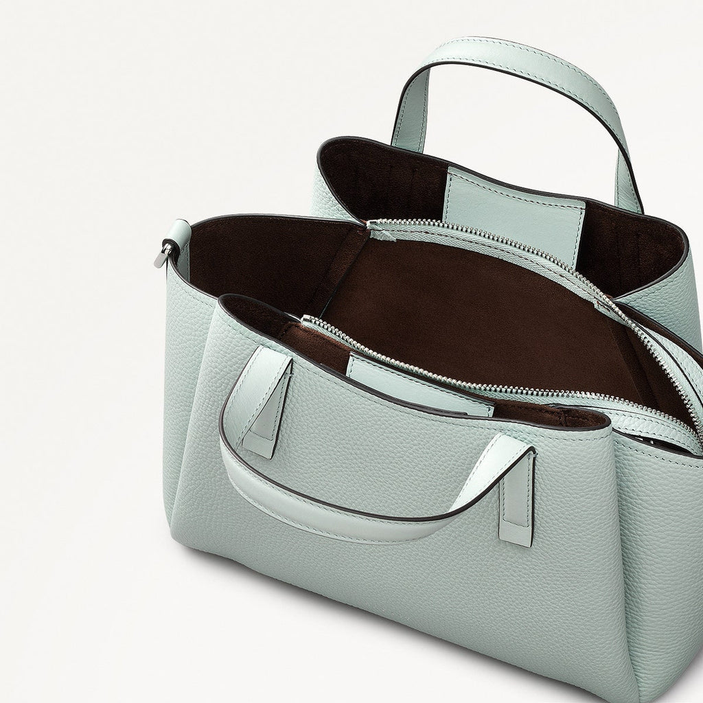 Blake Gardens Leather Small Ziptop Grab Bag in Deco Green - 111293