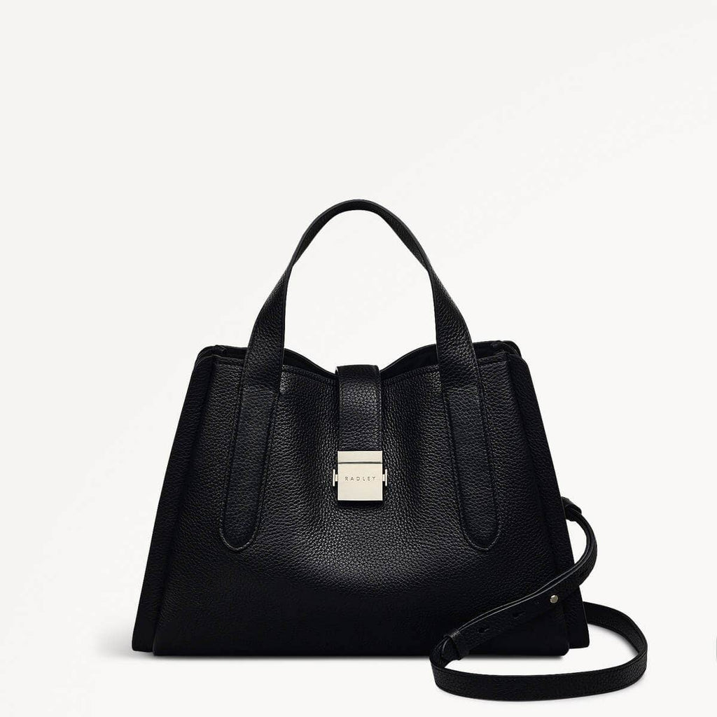 Sloane Street Leather Medium Ziptop Grab Bag in Black - 111341