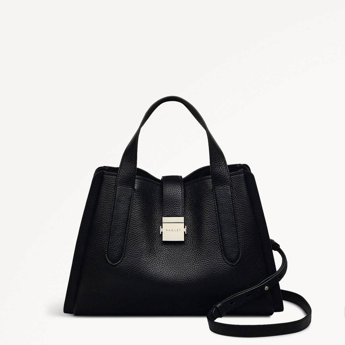 Sloane Street Leather Medium Ziptop Grab Bag in Black - 111341