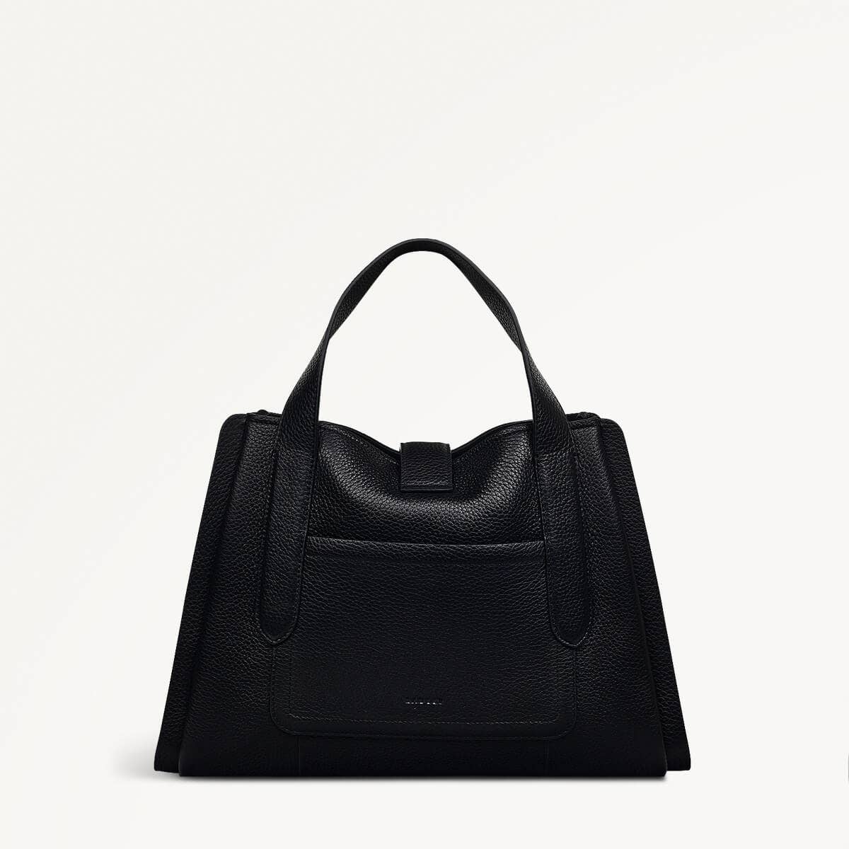 Sloane Street Leather Medium Ziptop Grab Bag in Black - 111341