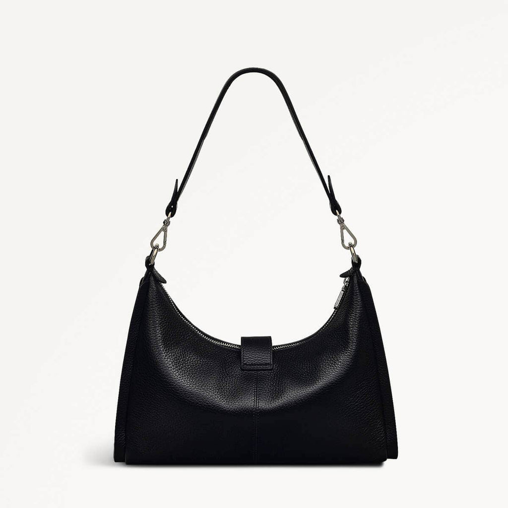 Sloane Street Leather Medium Ziptop Shoulder Bag in Black - 111342
