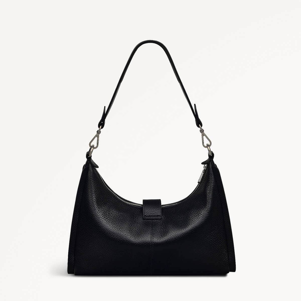 Sloane Street Leather Medium Ziptop Shoulder Bag in Black - 111342