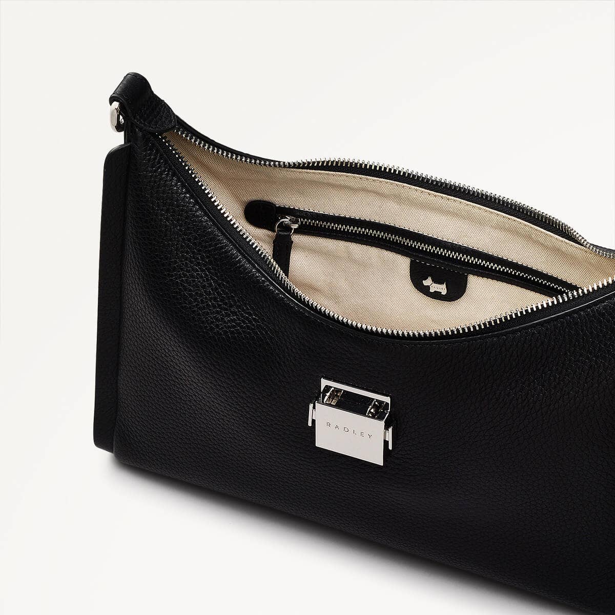 Sloane Street Leather Medium Ziptop Shoulder Bag in Black - 111342
