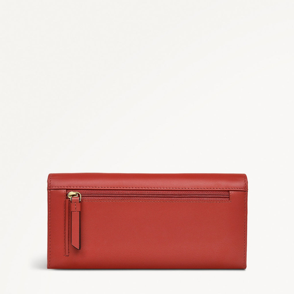 Fluffy Bird Leather Large Flapover Wallet in Copper Pink - 111356