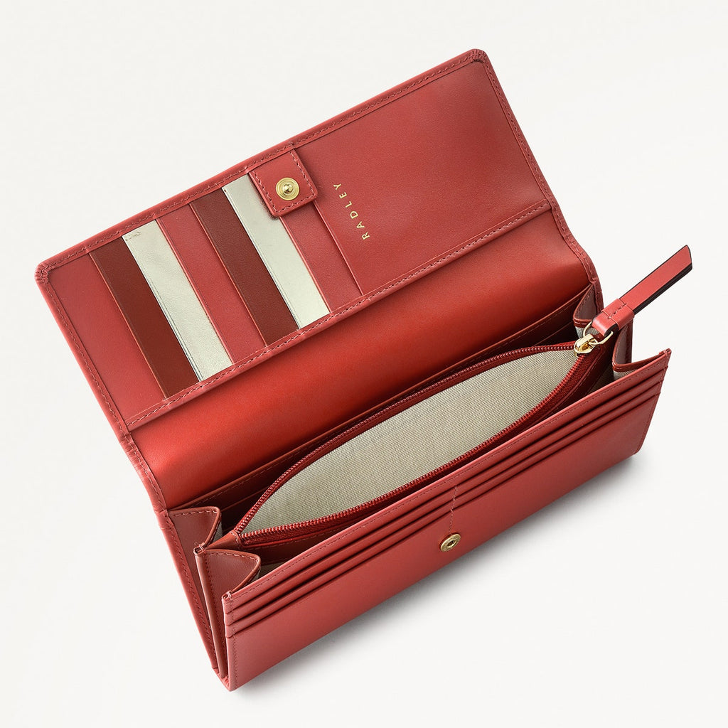 Fluffy Bird Leather Large Flapover Wallet in Copper Pink - 111356
