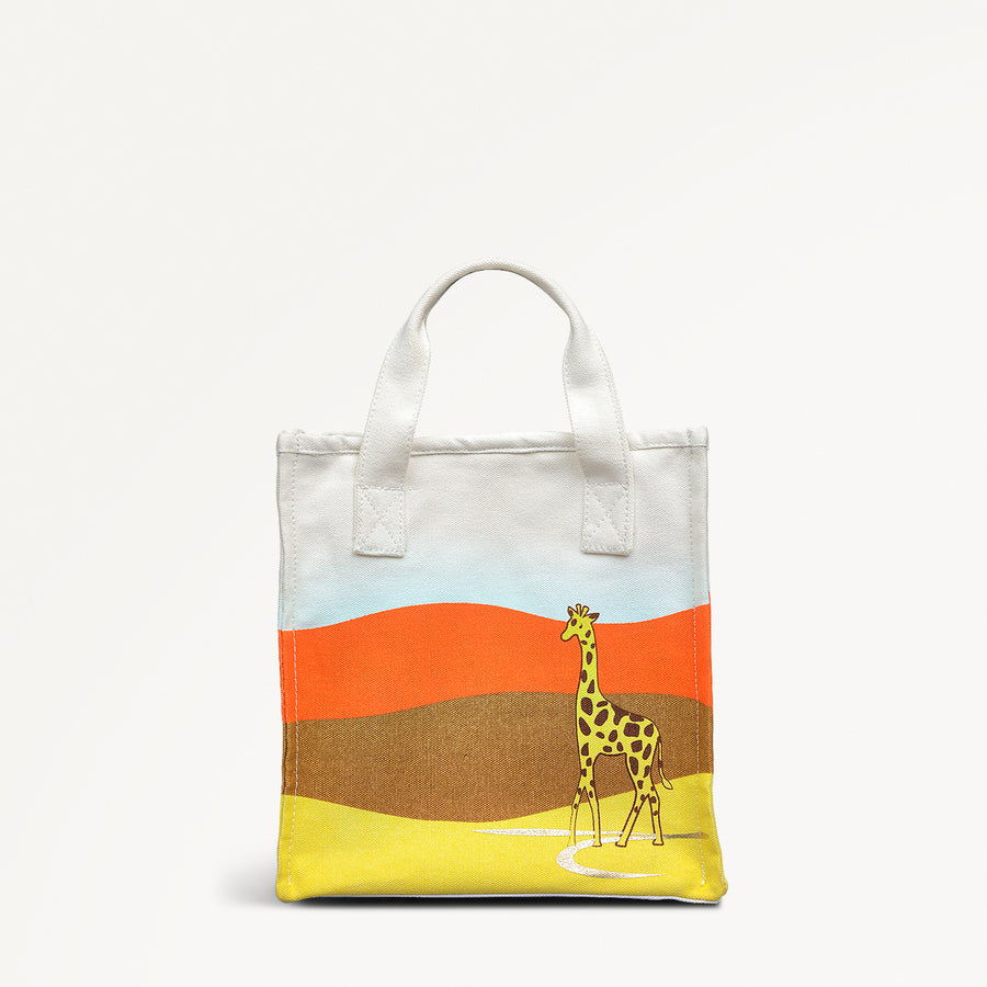 On Safari Fabric Small Open Top Grab in Pecan - 111363